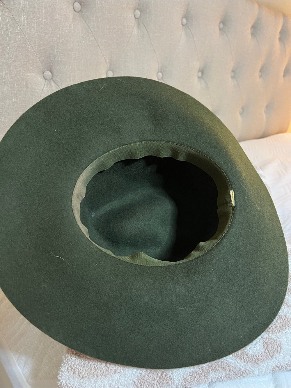 Olive Green Wool Rancher Hat | One Size | Wide Brim Boutique Style - Picture 3 of 3